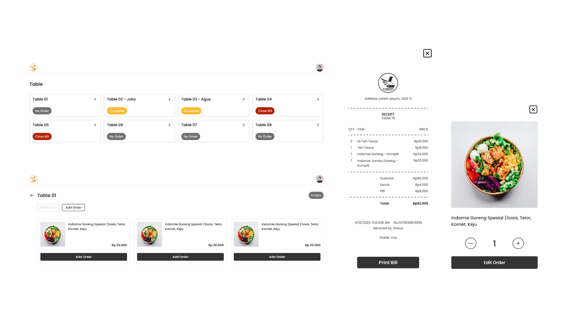 Restaurant Table & Order Management